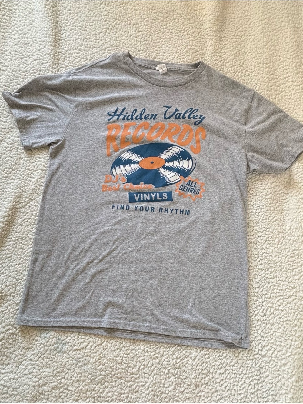 Records Grey Graphic T-Shirt - Orange & Navy Print